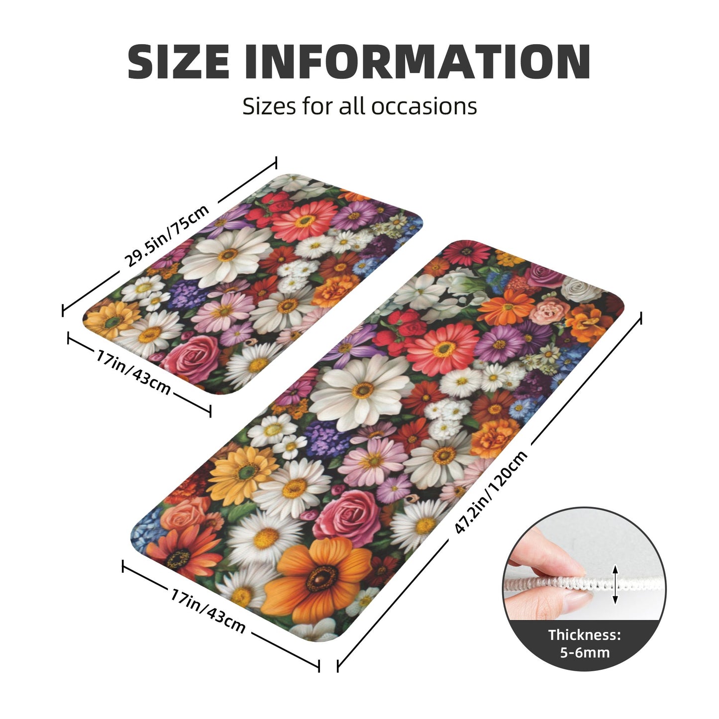 Floral Pattern Kitchen Mat Set - Anti - slip & Absorbent Items to Enhance Your Kitchen