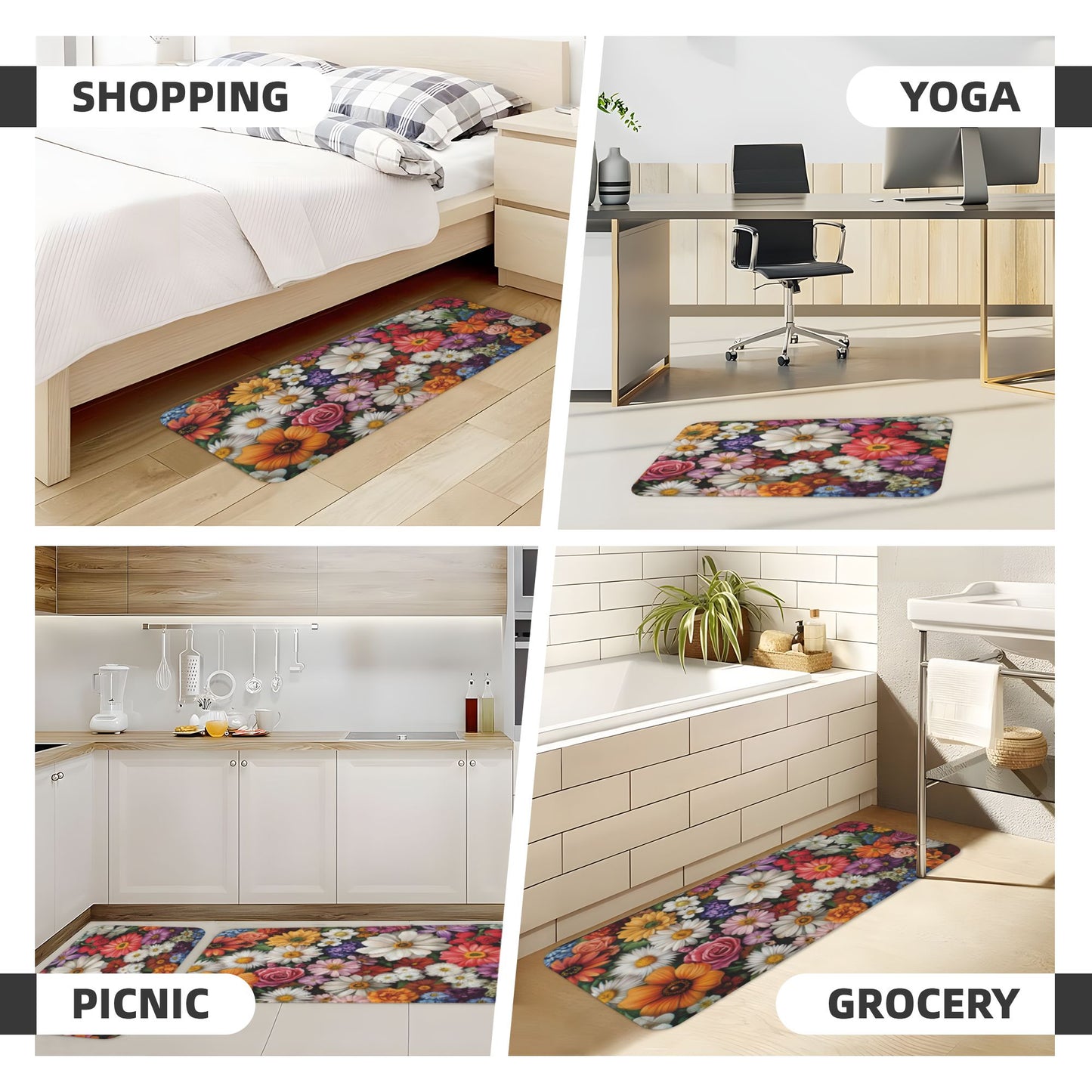 Floral Pattern Kitchen Mat Set - Anti - slip & Absorbent Items to Enhance Your Kitchen