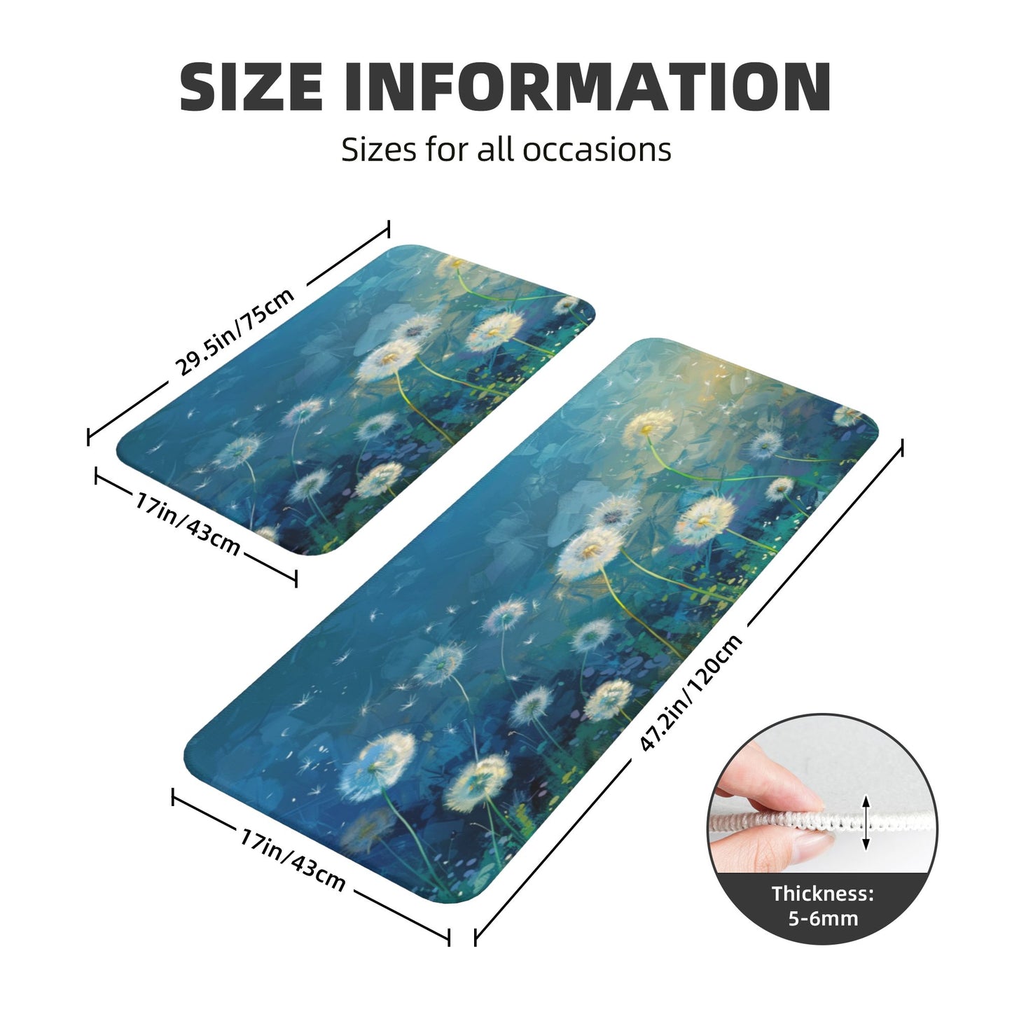 Dandelion Oil - Painting Style Kitchen Mat Set——Practical Mats Infusing Natural Poetry into the Kitchen