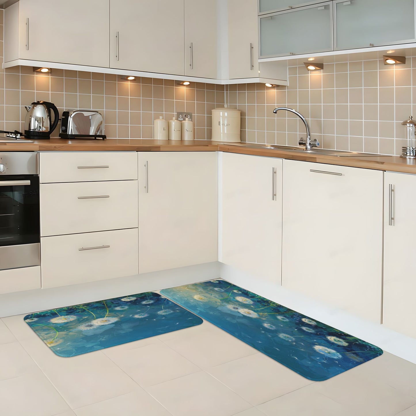 Dandelion Oil - Painting Style Kitchen Mat Set——Practical Mats Infusing Natural Poetry into the Kitchen