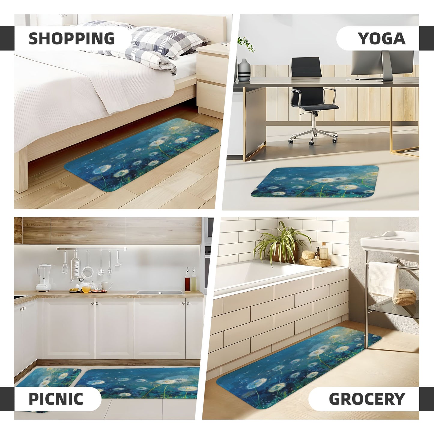Dandelion Oil - Painting Style Kitchen Mat Set——Practical Mats Infusing Natural Poetry into the Kitchen