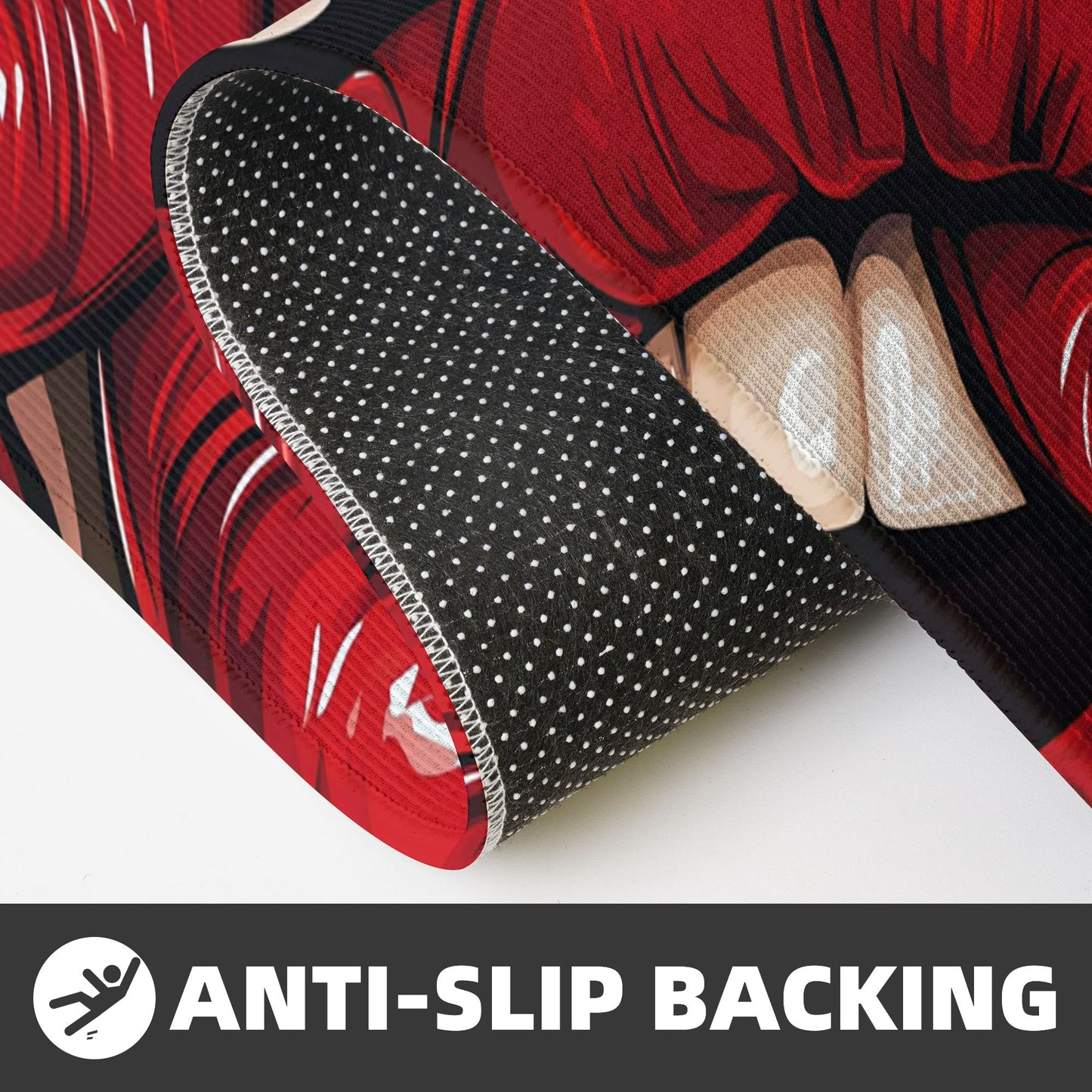 Artistic Red Lips Printed Kitchen Mat Set - Stylish Anti - Slip & Absorbent Mat Combo