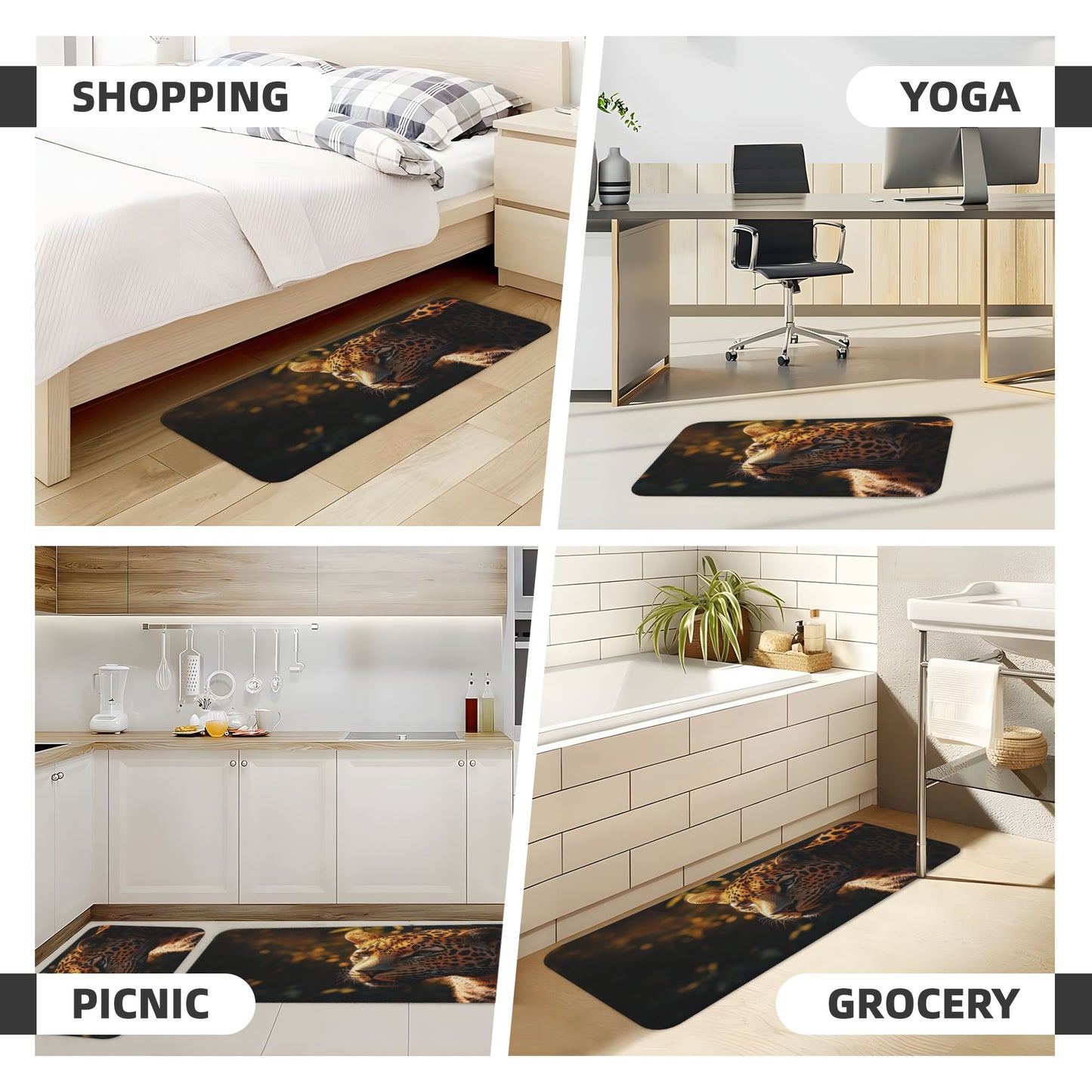 Cheetah Pattern Kitchen Mat Set - Anti - Slip & Absorbent Mats to Infuse Wild Charm into the Kitchen