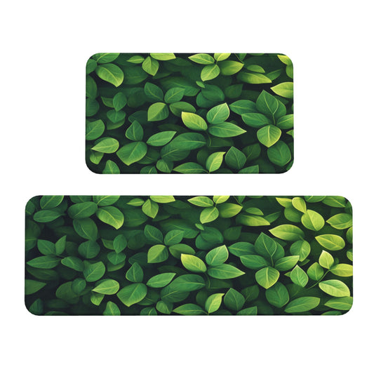 Lush Green Kitchen Mat Set: Practical Aesthetic Mats Bringing Nature into the Kitchen